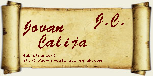 Jovan Čalija vizit kartica